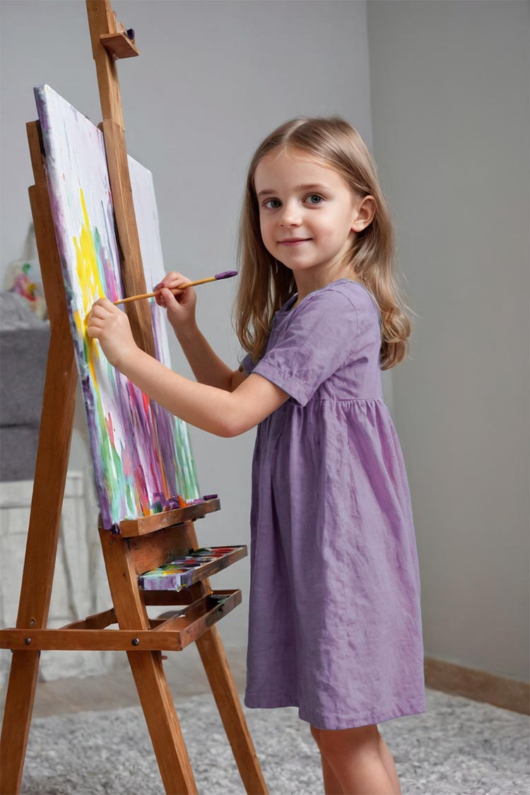 girl painting in an easel