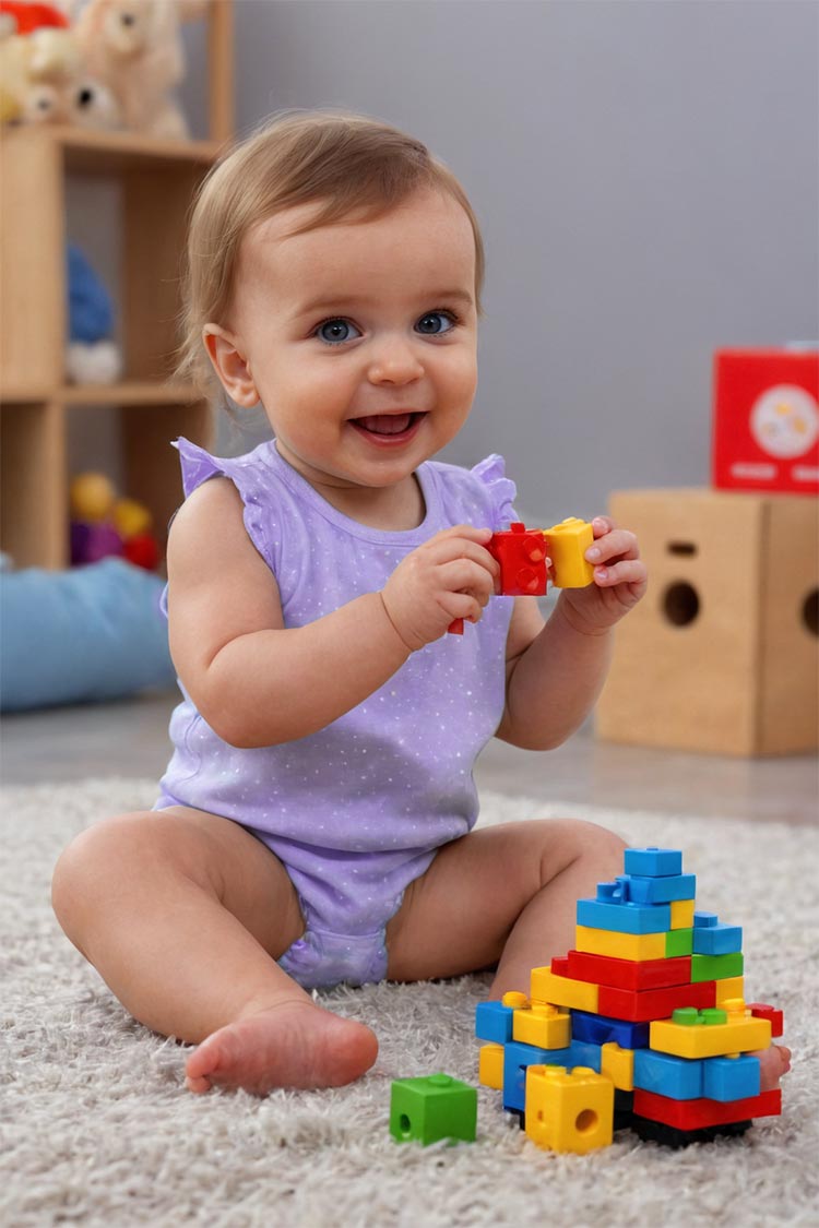toddler playing with blocks toy